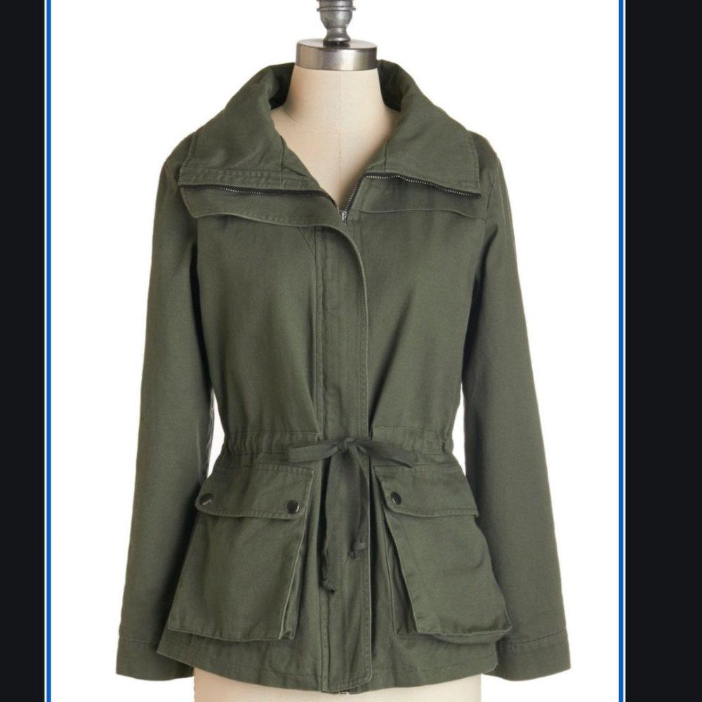 Modcloth Escape Into Nature jacket in Moss Green